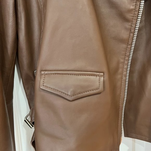 WALTER BAKER LIz Leather Crop Moto Jacket in Terracotta NWOT - Picture 10 of 16
